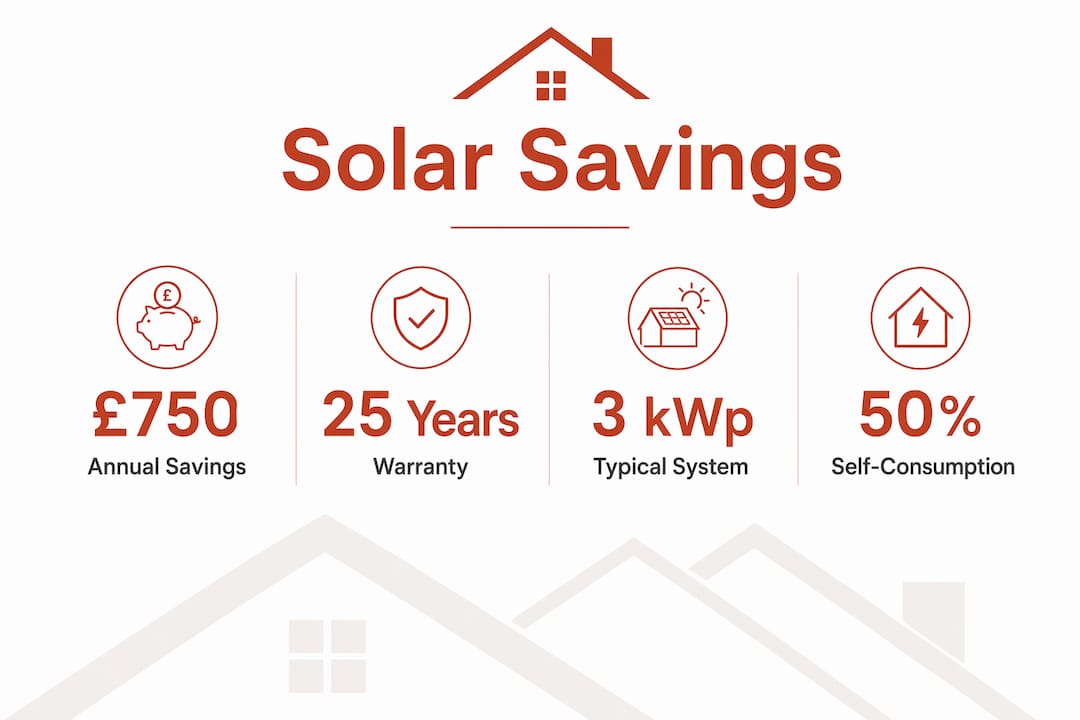 Infographic summarizing key solar savings statistics