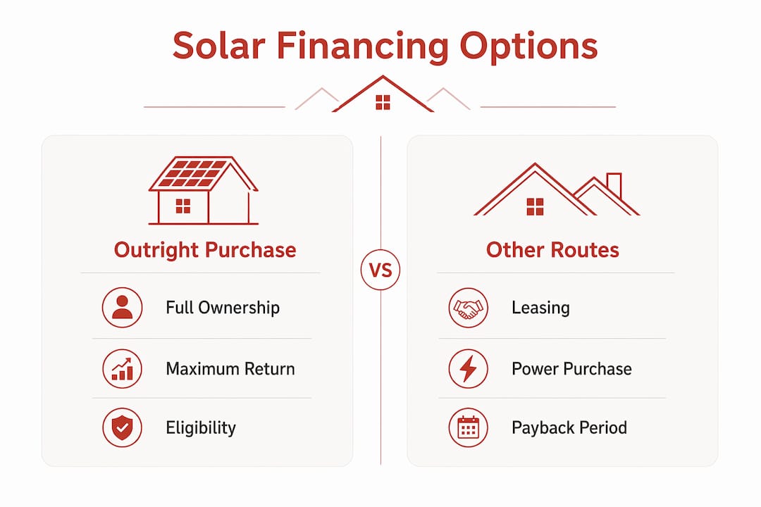 Infographic comparing solar financing options for farms