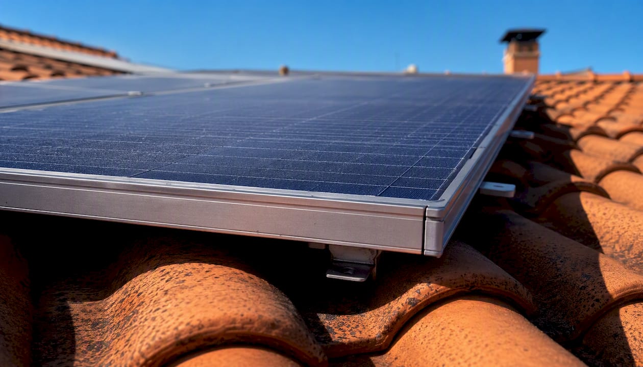 Solar panel frame showing thermal expansion effects