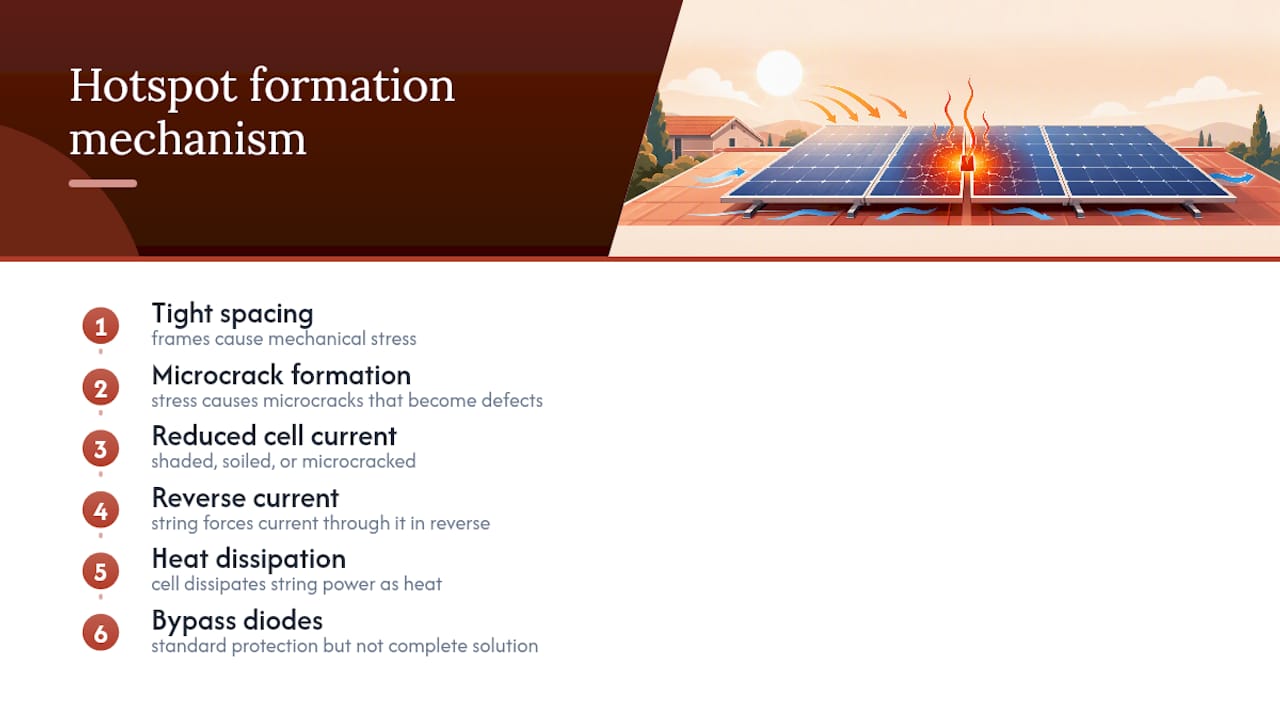 Diagram of hotspot formation from microcracks and shading