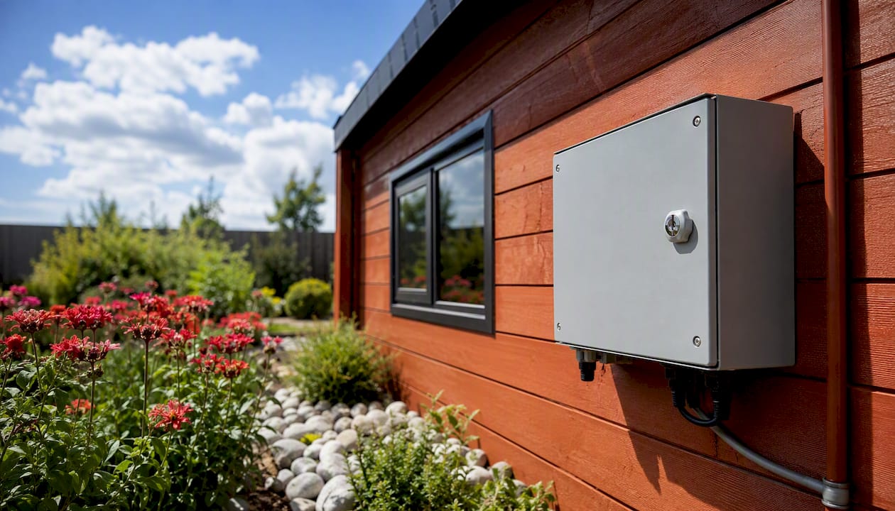 Outdoor IP65 solar electrical enclosure mounted on wall