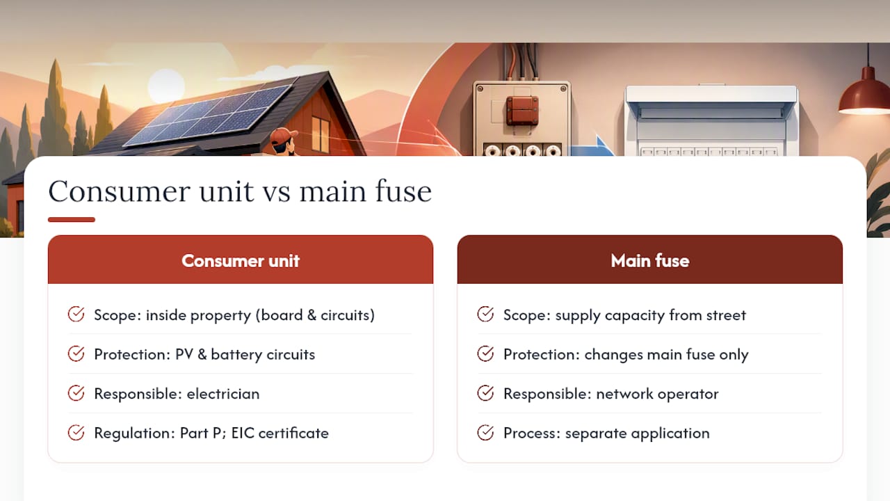 Comparison of consumer unit upgrade and main fuse upgrade