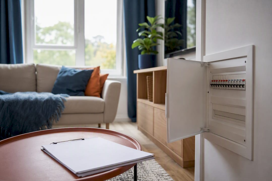 EICR paperwork near consumer unit