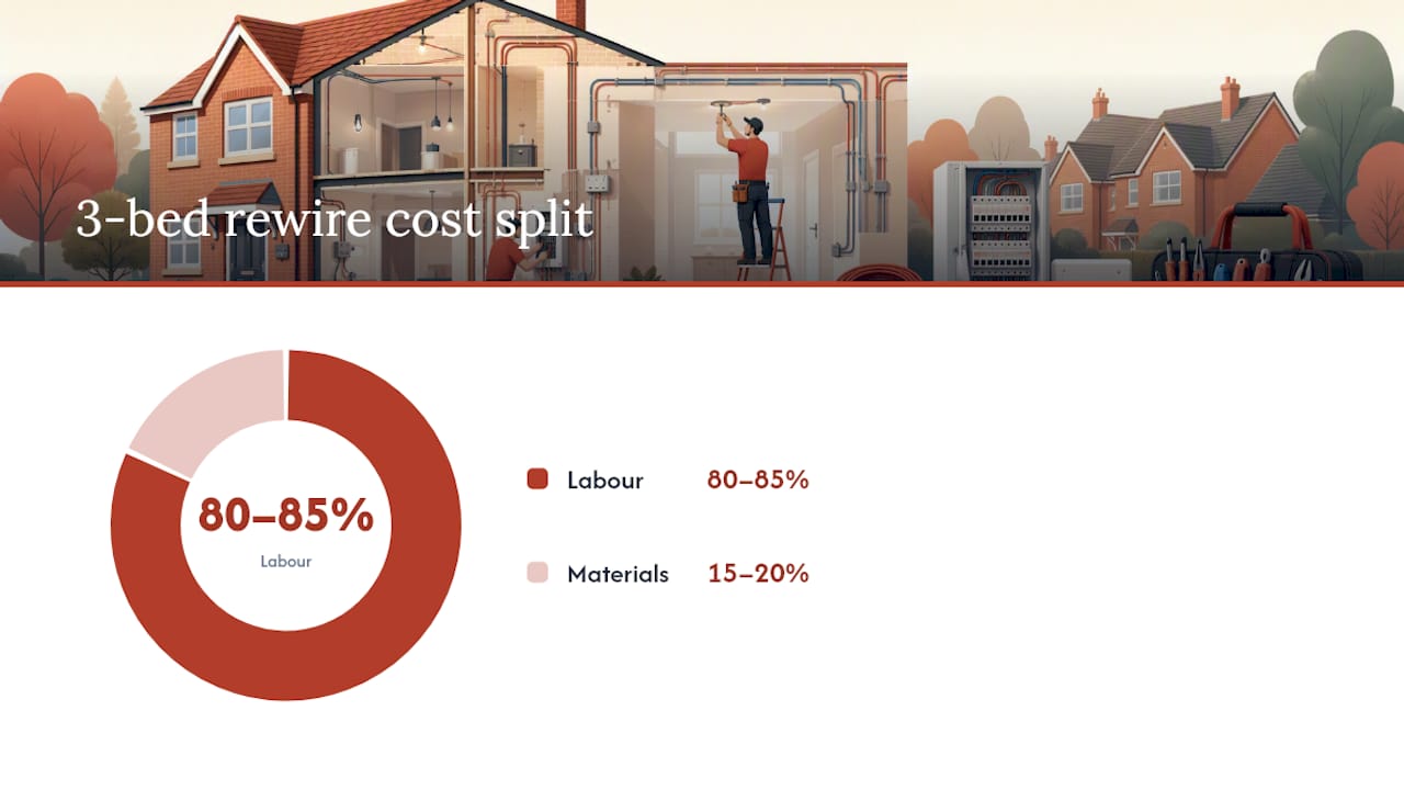 Cost breakdown of house rewire labour vs materials