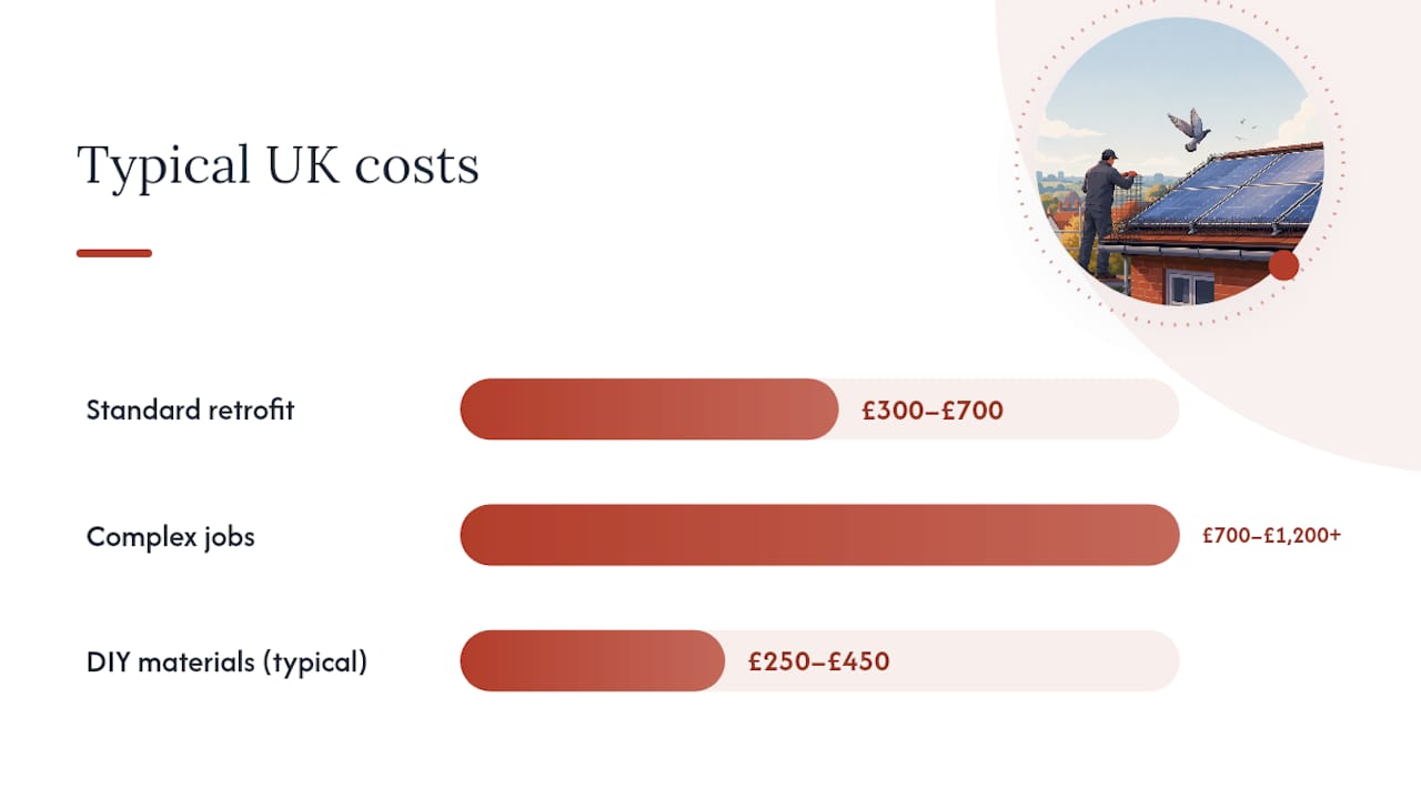 How much does bird proofing solar panels cost in the UK? — overview diagram