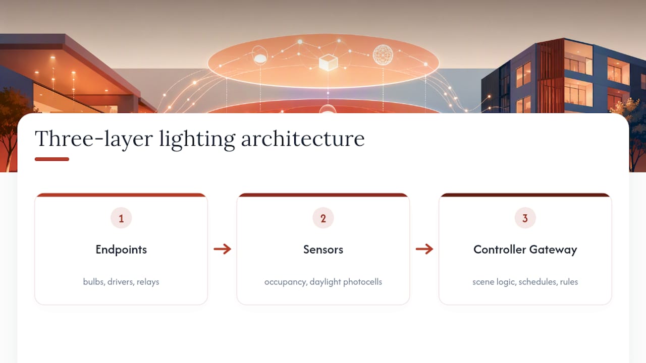 Smart lighting control system architecture diagram