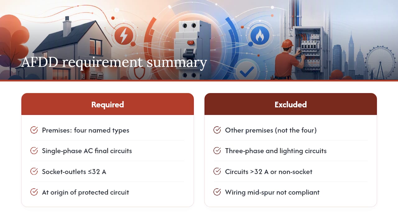 What the AFDD requirements actually say under BS 7671 — overview diagram