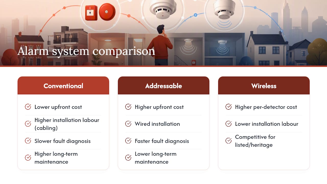 Comparison of fire alarm system cost factors