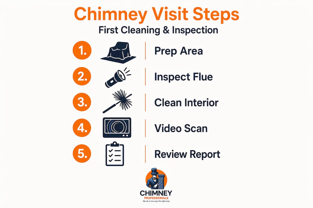 Infographic with chimney cleaning and inspection steps