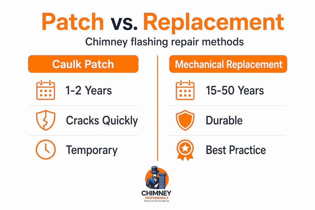 Infographic comparing patch versus replacement methods