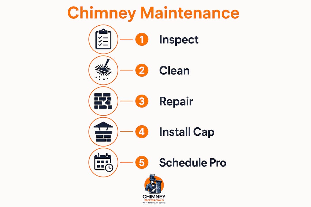 Infographic showing chimney maintenance steps