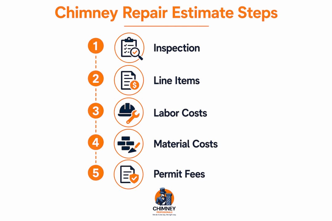 Infographic showing chimney repair estimate process steps