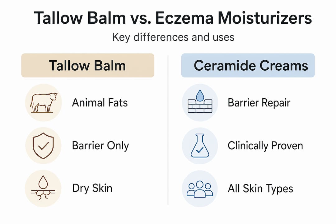 Infographic comparing tallow balm and ceramide moisturizers
