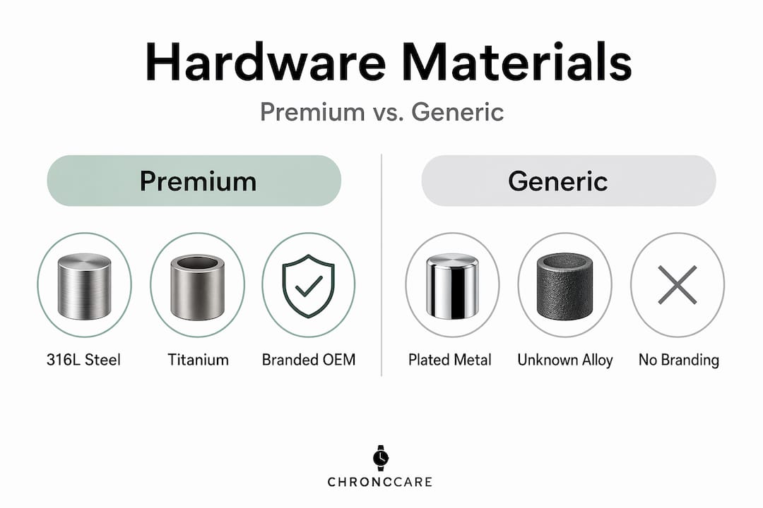 Infographic comparing premium and generic hardware materials