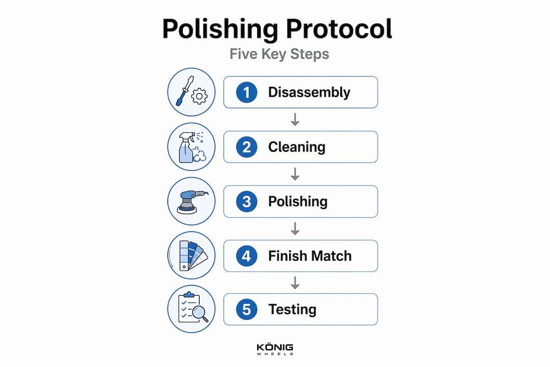 Infographic outlines five steps of watch polishing