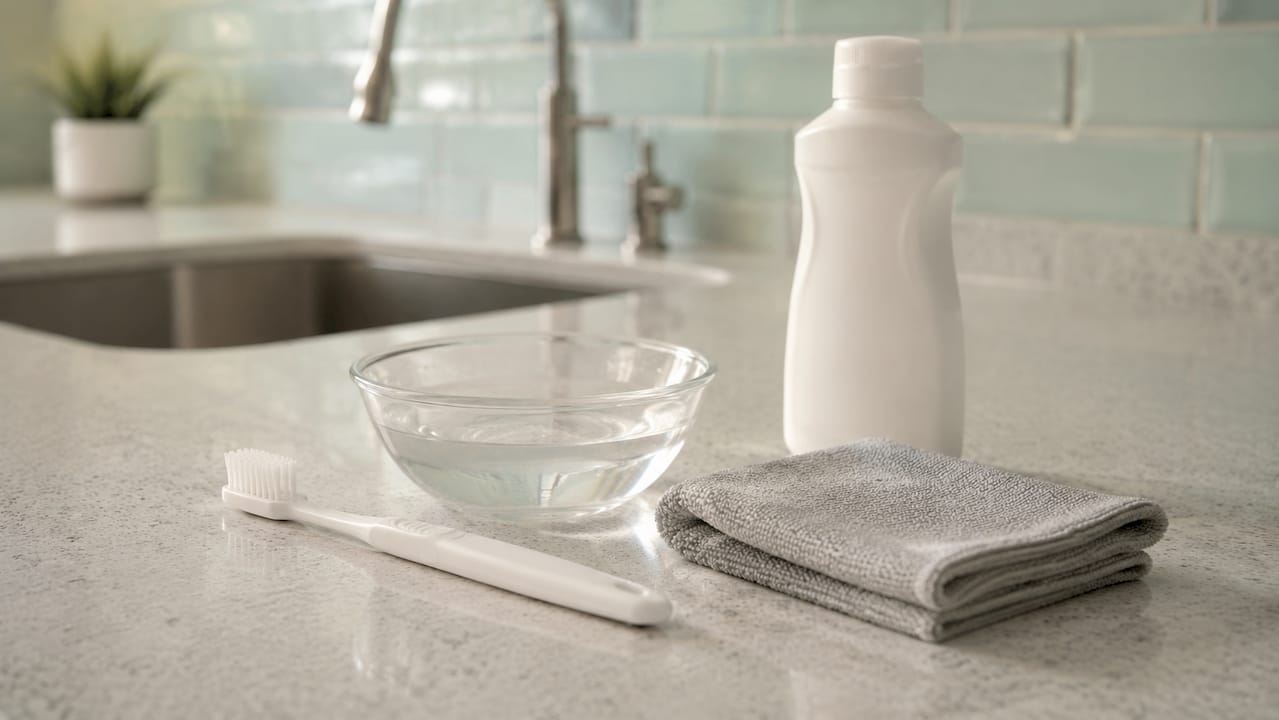 Cleaning tools for silicone watch straps on countertop