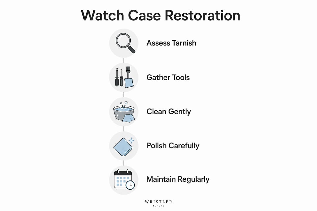 Infographic outlining watch case restoration steps