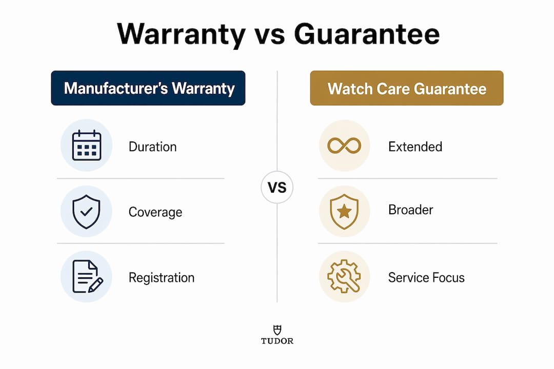 Infographic comparing warranty and watch care guarantee