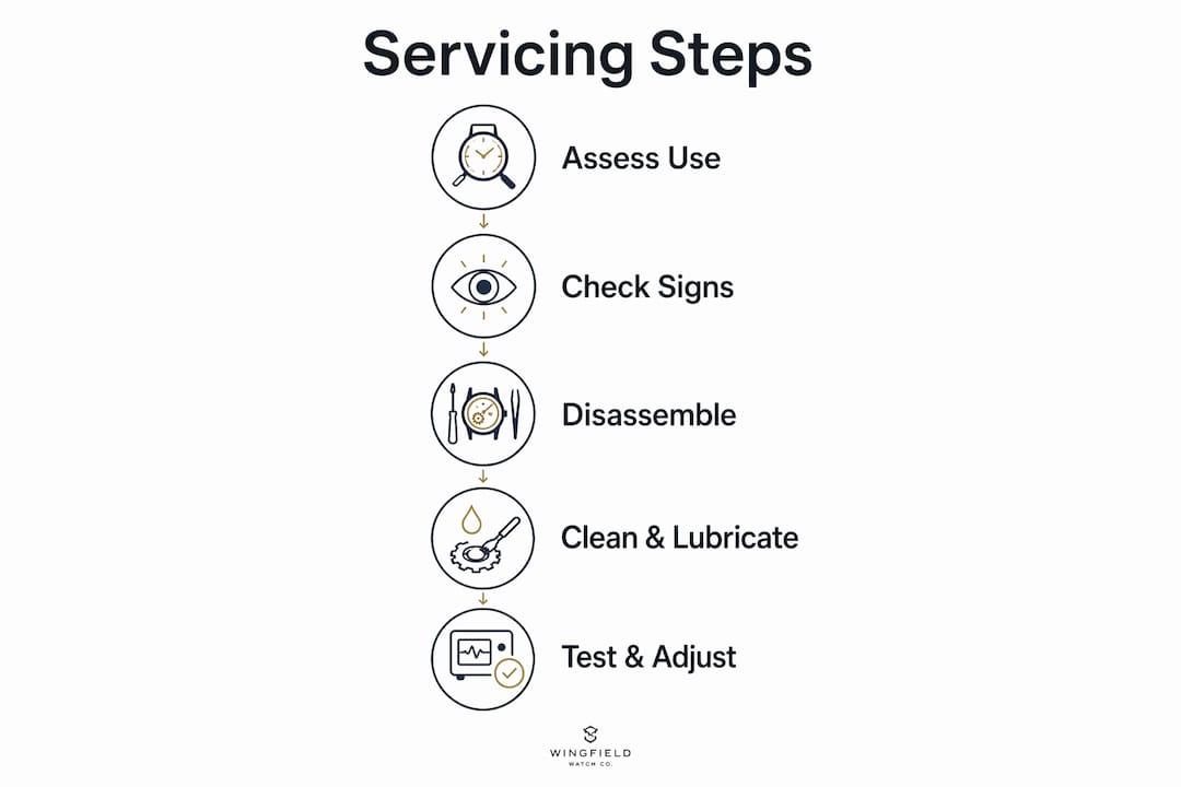 Infographic outlining watch servicing steps