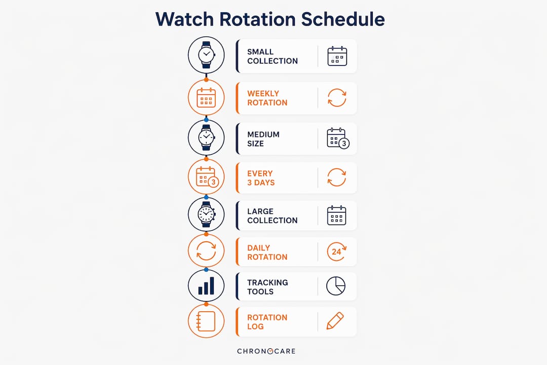 Infographic illustrating watch rotation timing