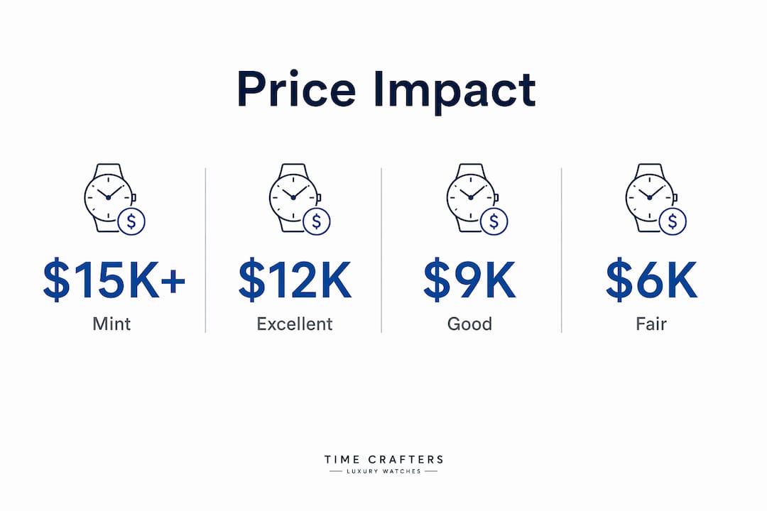 Infographic showing price differences by watch condition grade