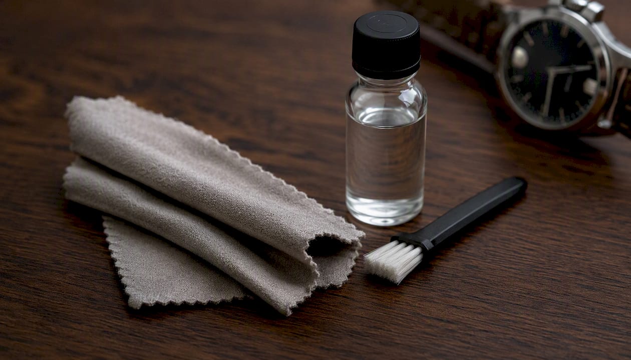 Cleaning kit tools and solution bottle