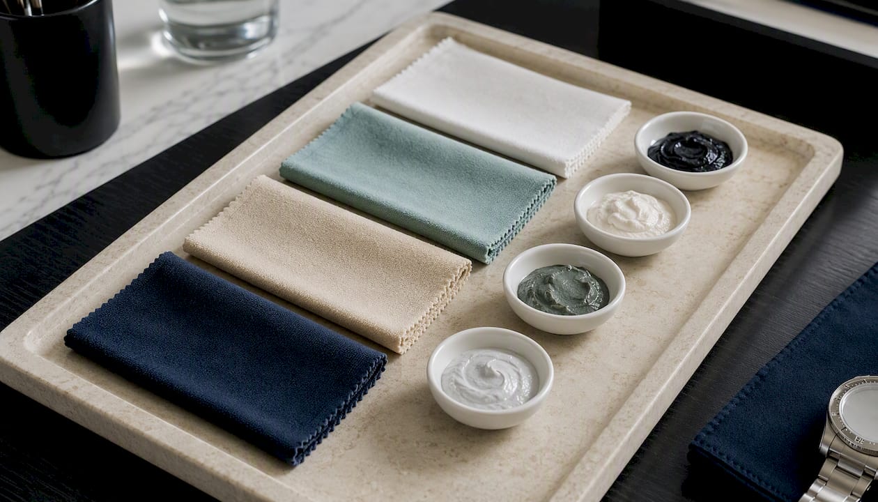 Separate cloths and compounds for polishing stages