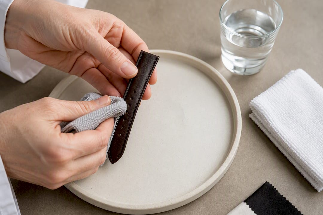 Blotting moisture from leather watch strap