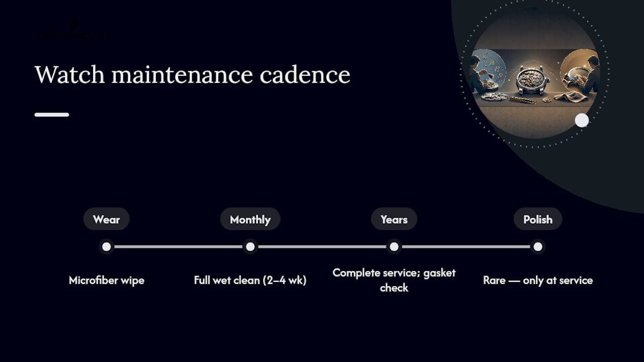 Watch cleaning and service frequency timeline