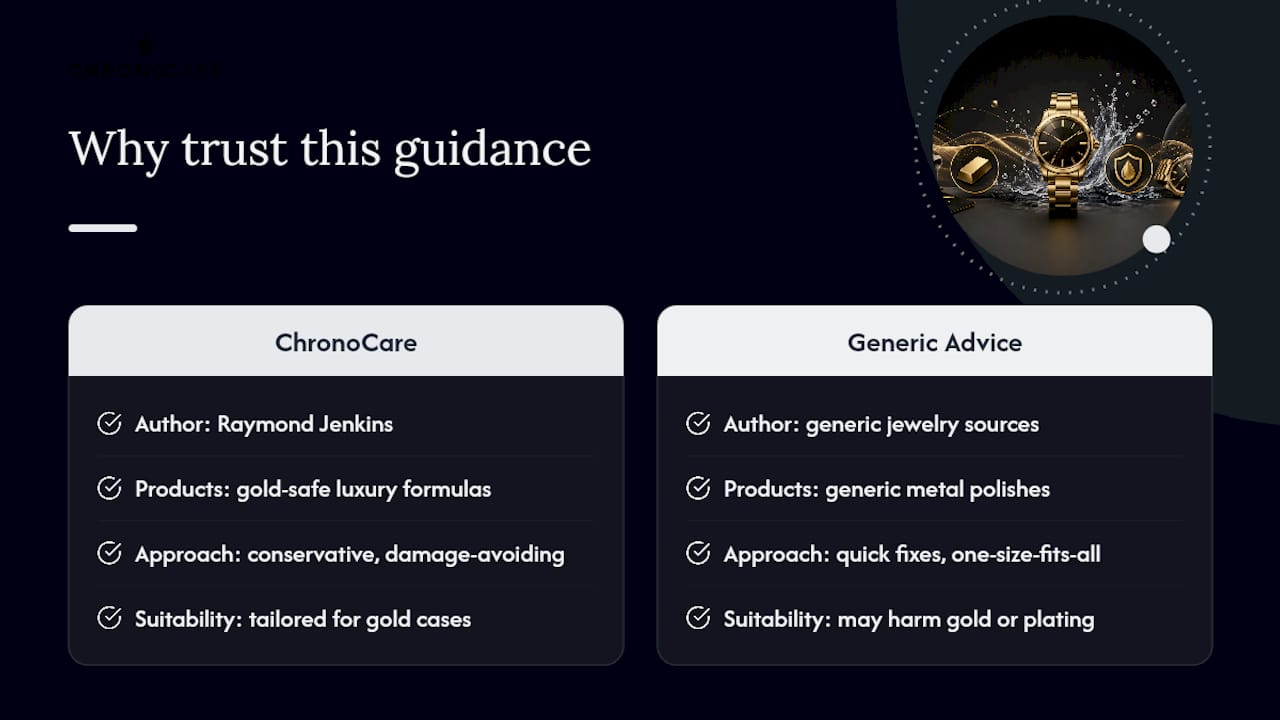 Why Trust This Guidance on Gold Watch Care? — overview diagram