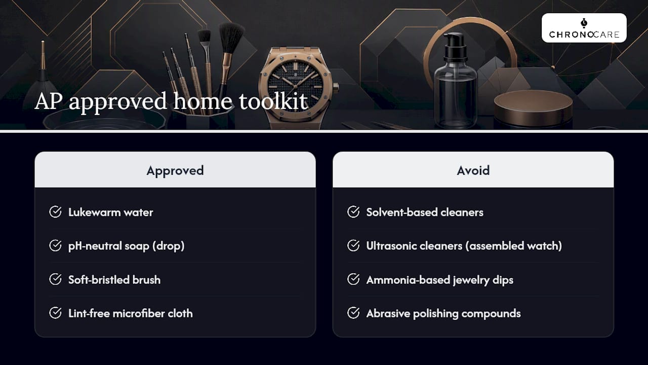 Approved and excluded watch cleaning tools