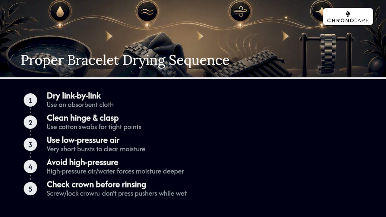 Safe four-stage bracelet drying sequence