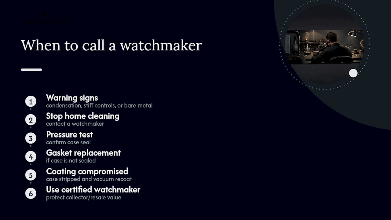 Professional workflow for damaged PVD watches