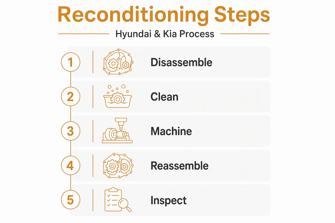 Infographic showing main engine reconditioning steps