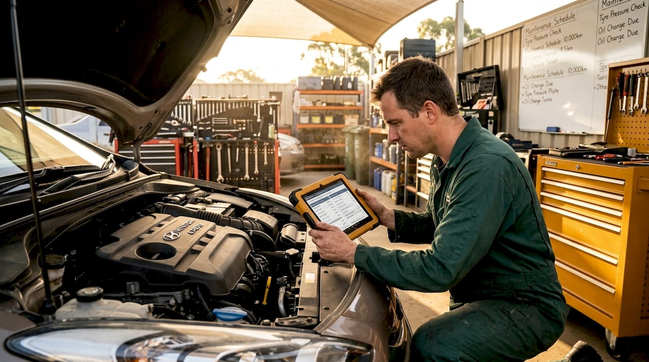 Technician checks D4FB turbo build details