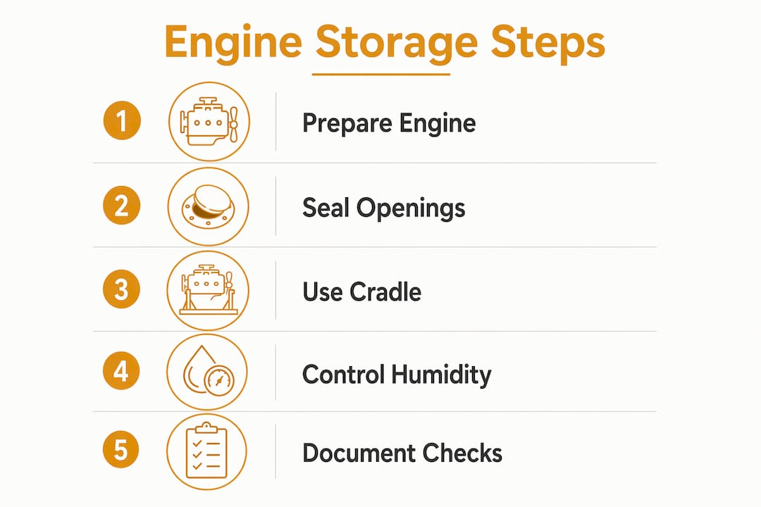 Infographic of crate engine storage steps