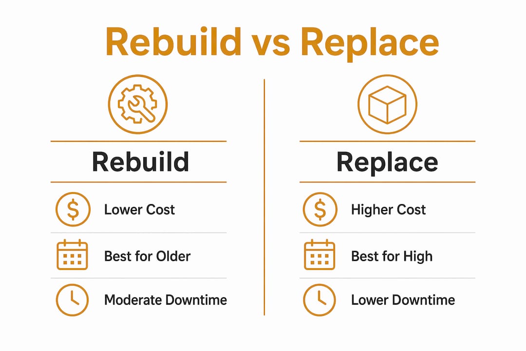 Infographic comparing rebuild and replace options