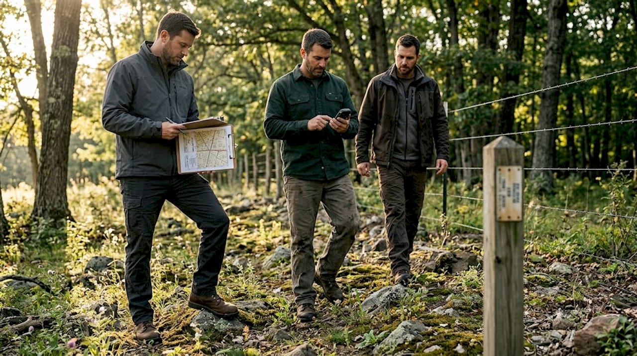 Inspection team surveys New Jersey land lot