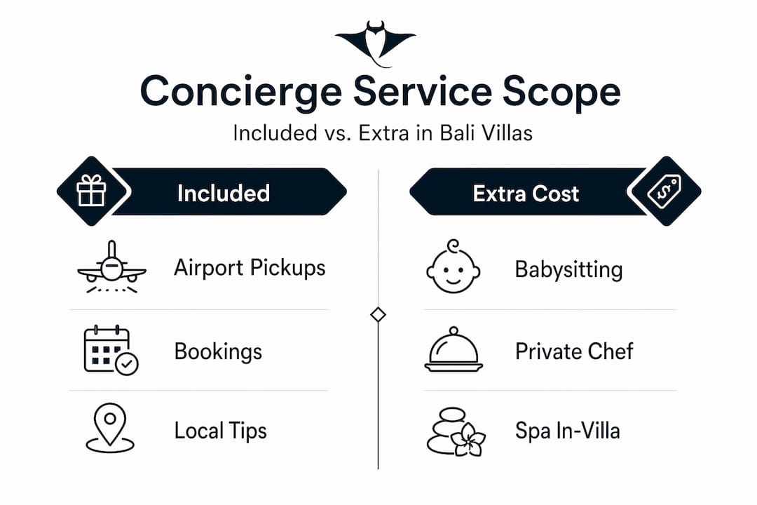 Infographic comparing included vs extra concierge services
