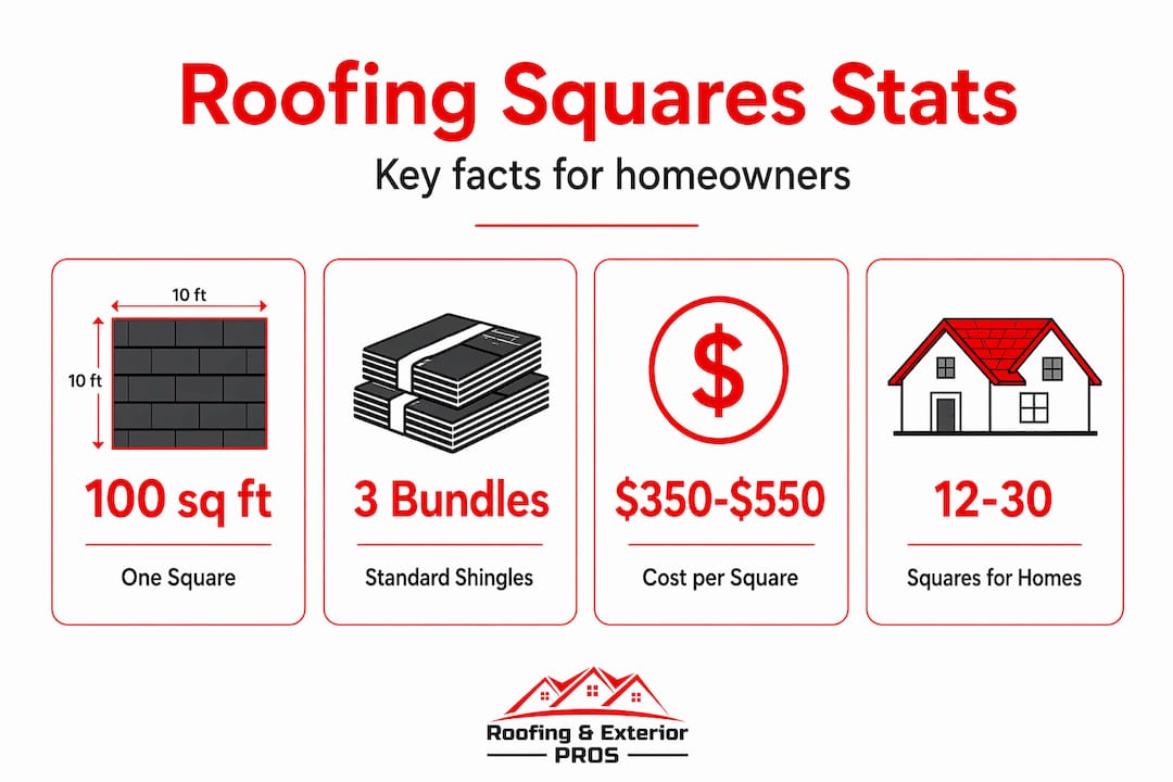 Infographic showing roofing square stats and facts