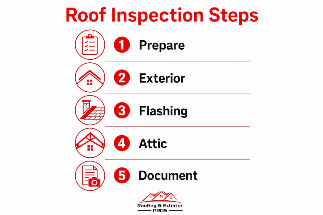 Infographic showing roof inspection checklist steps