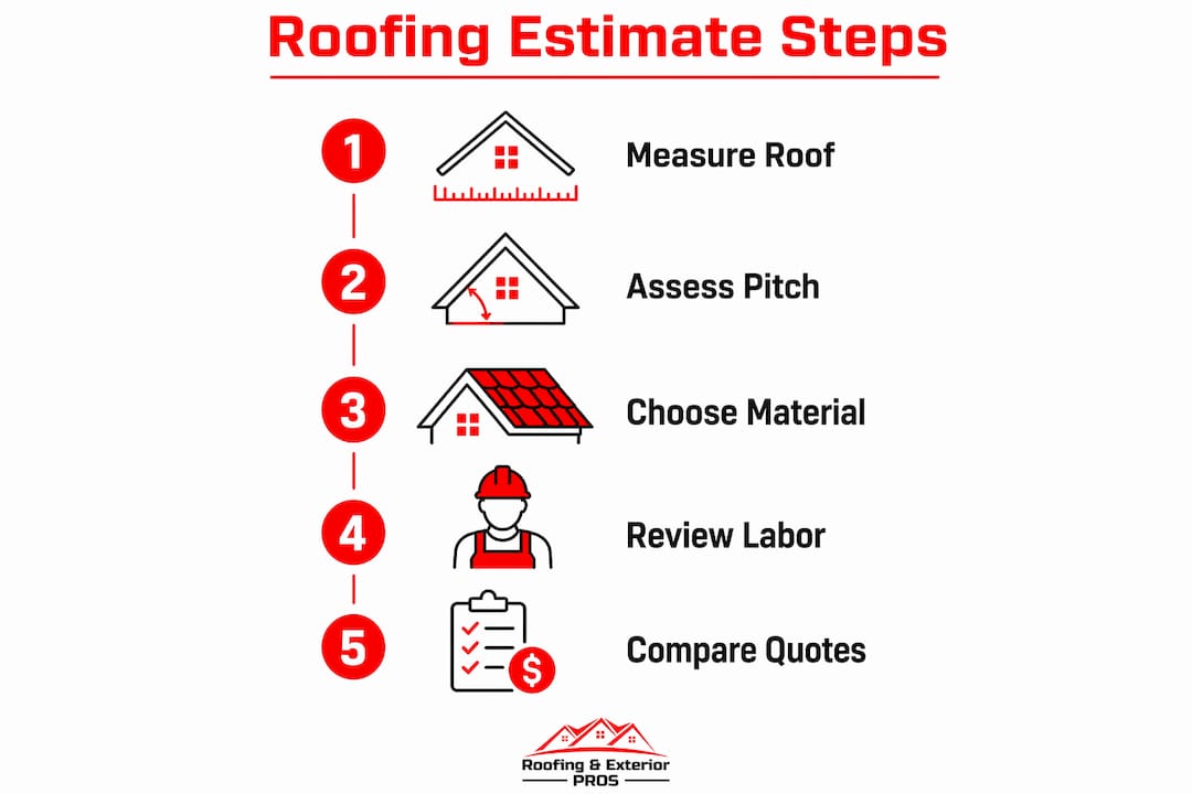 Infographic showing steps for roofing estimate process