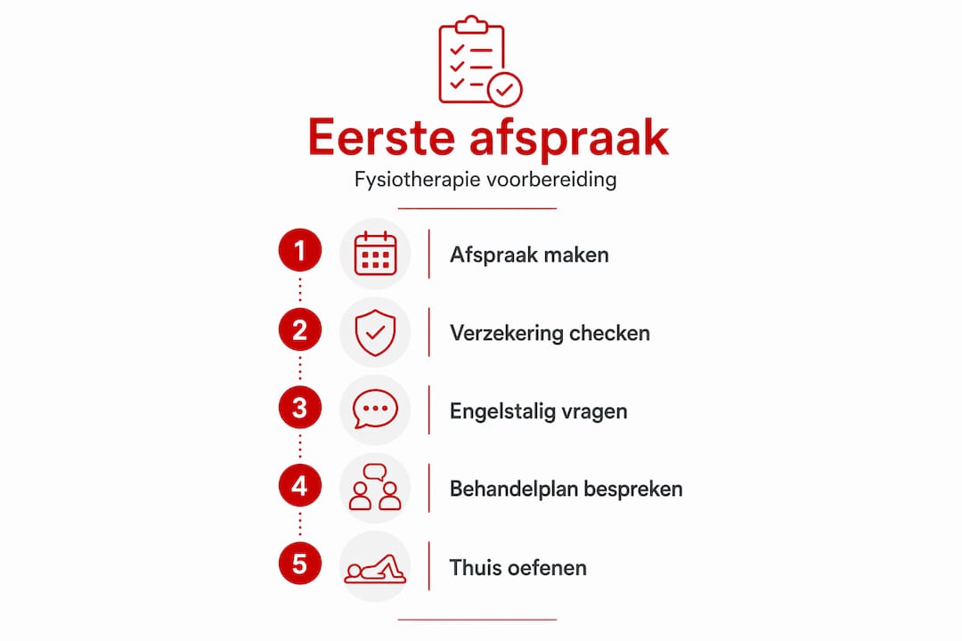 Infographic over voorbereiding eerste fysiotherapieafspraak
