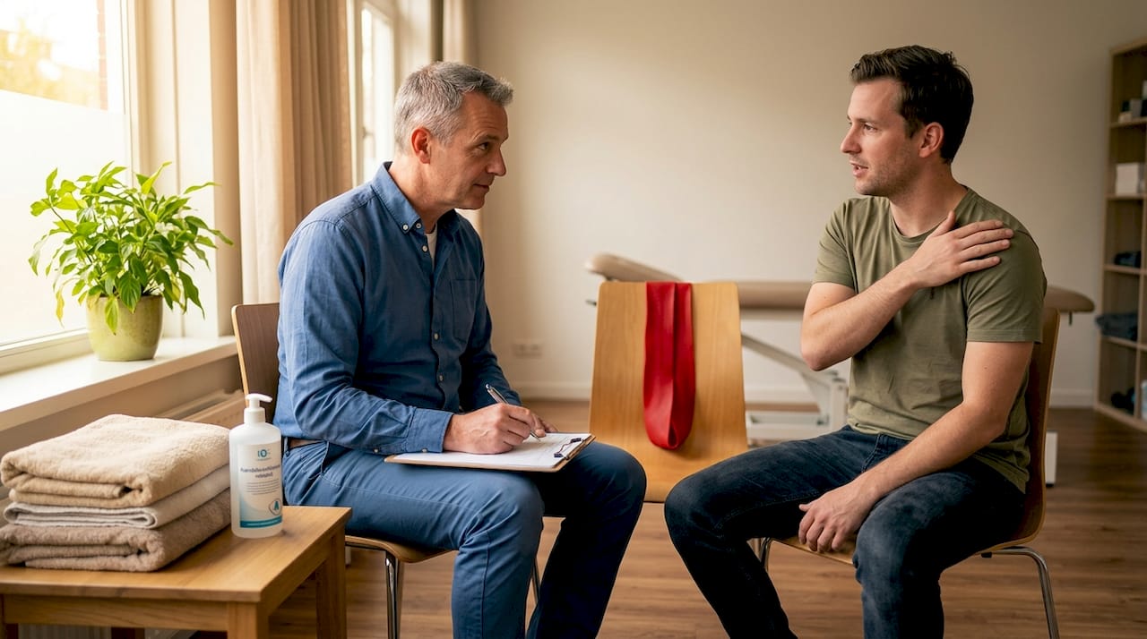 Tijdens het eerste intakegesprek neemt de fysiotherapeut echt de tijd om goed naar je verhaal te luisteren.
