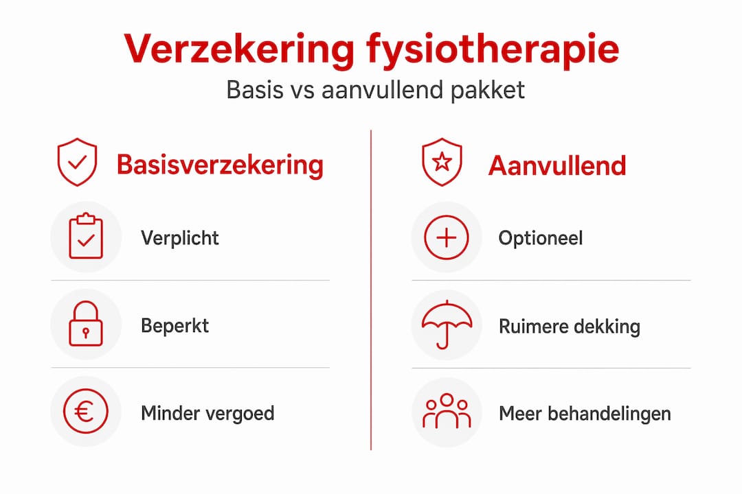 Infographic: Wat de basisverzekering wel en niet vergoed voor fysiotherapie – en wanneer een aanvullende verzekering handig is