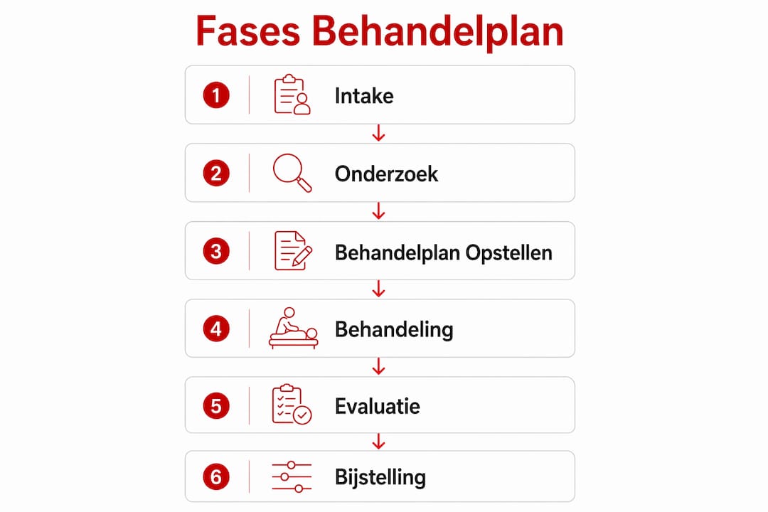 Overzicht van de stappen in een fysiotherapeutisch behandeltraject