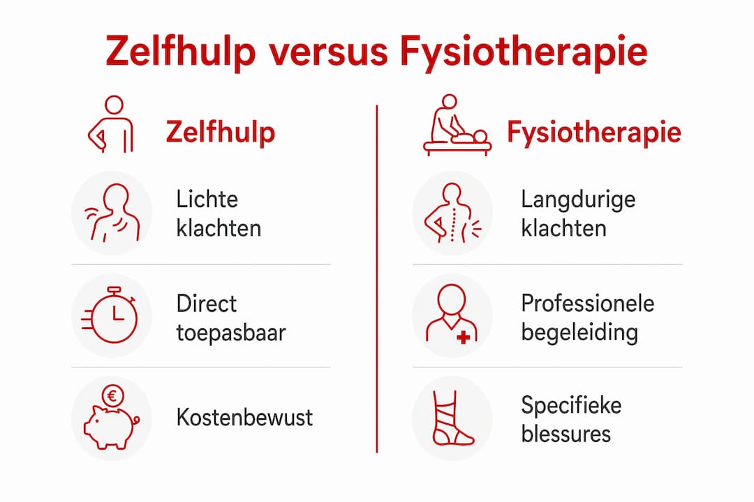 Overzicht: Zelf behandelen of fysiotherapie bij sportblessures – wat zijn de verschillen?