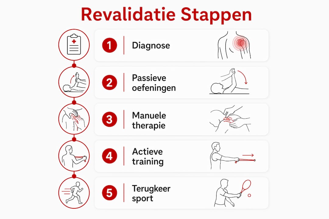 Overzicht van het revalidatieproces bij fysiotherapie in beeld gebracht