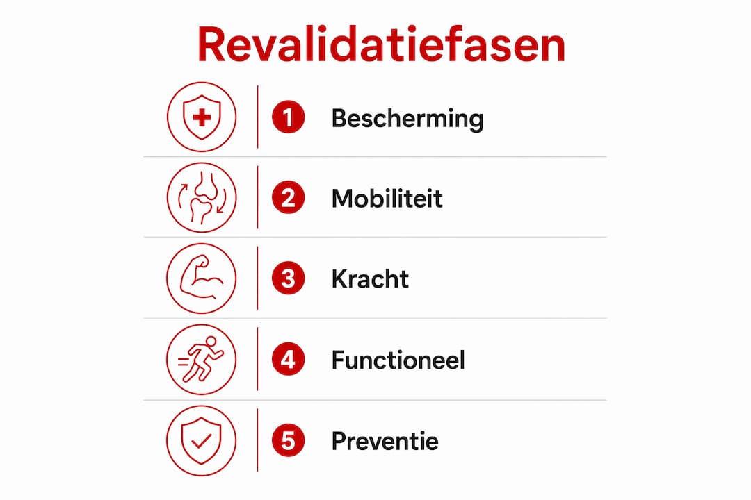 Visuale weergave van de verschillende fases binnen het revalidatieproces