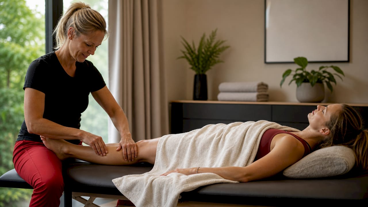 Detailopname van een dry needling behandeling uitgevoerd door een fysiotherapeut